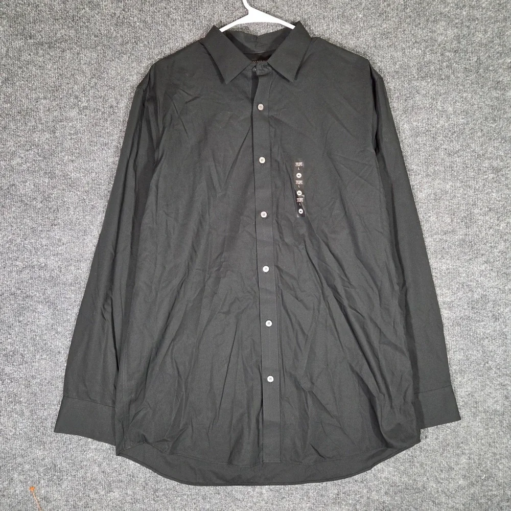Banana Republic Mens L Black Dress Shirt Non-Iron Classic Fit Long Sleeve NWT